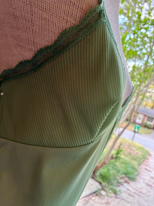 chartreuse pleated bust slip dress